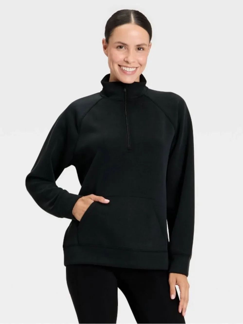All in Motion XS Black Airy Sleek Half Zip Sweatshirt
